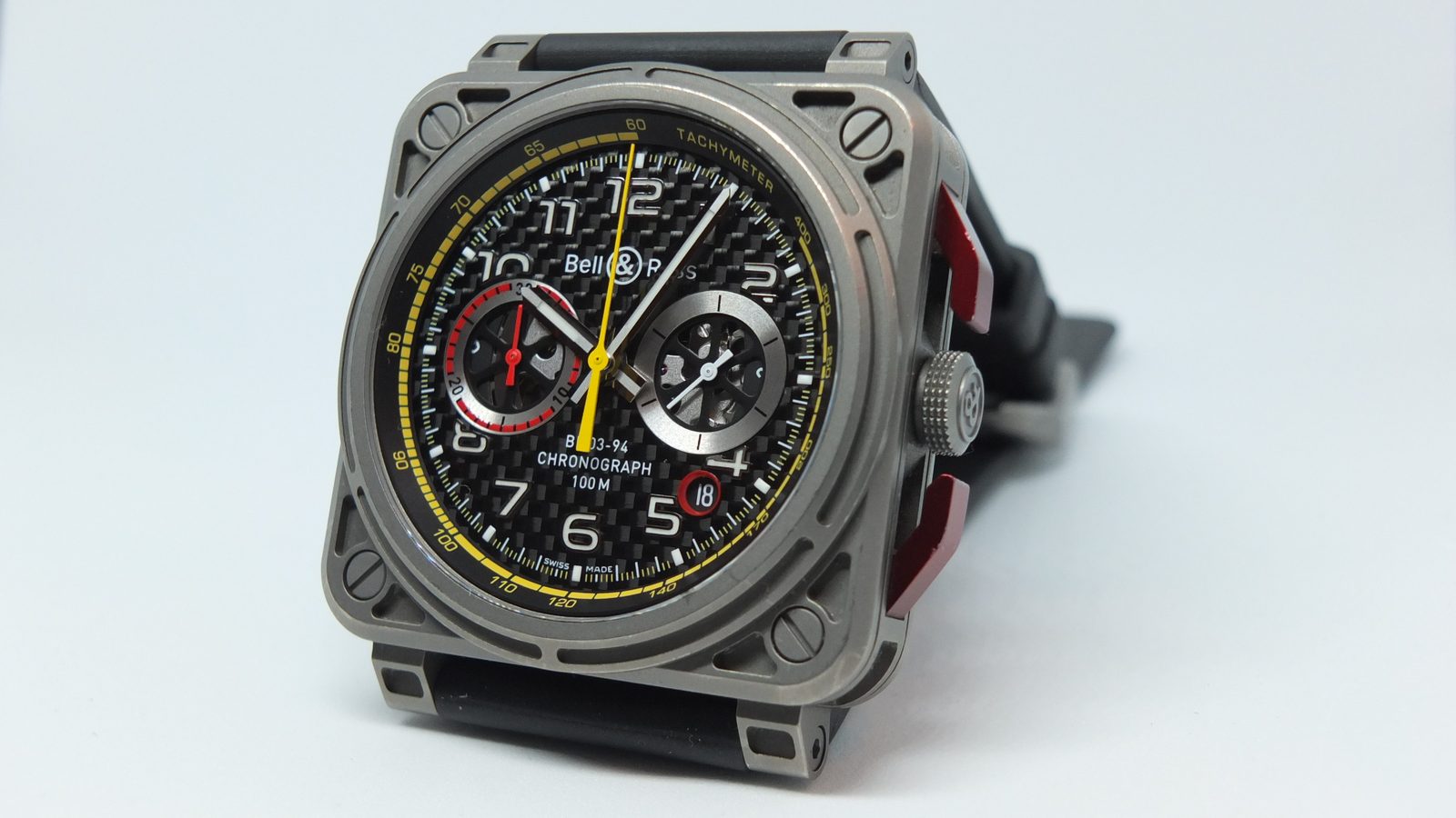 Bell &amp; Ross BR03 second angle showing the case profile