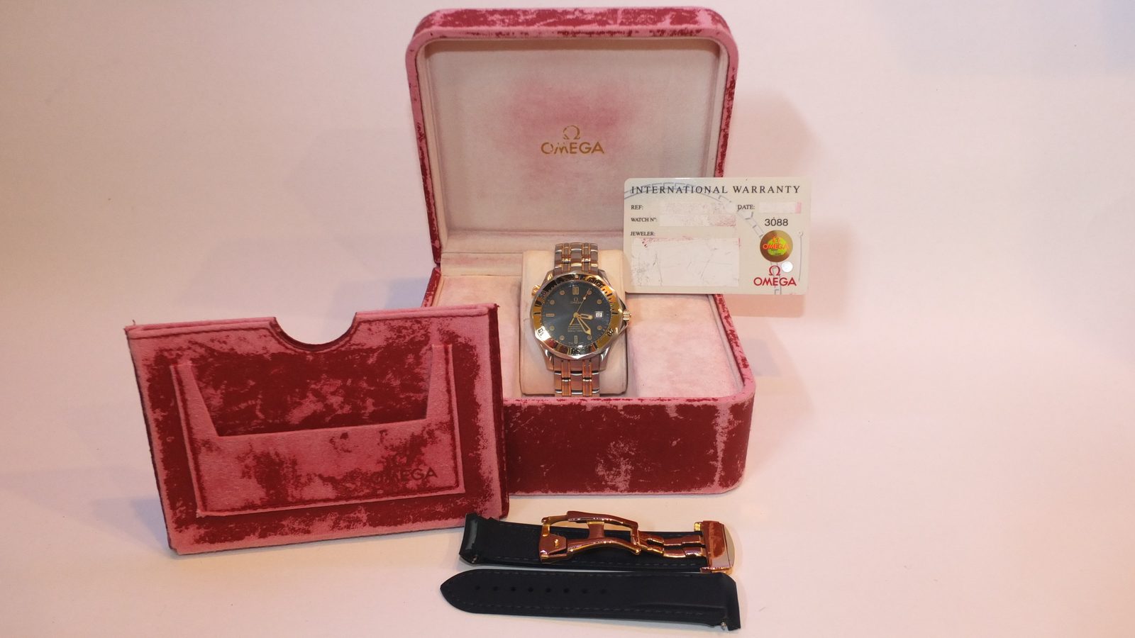An Omega Seamaster in its presentation box